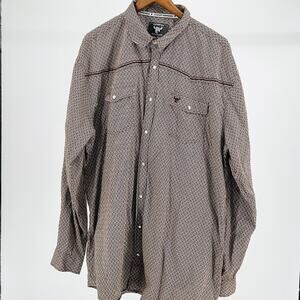 Cowboy Hardware Cotton Red Maroon Western Snap Button Rodeo Shirt